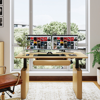 Bureau assis-debout moderne à double moteur en bois massif, conversion modulaire, ergonomie, hauteur réglable, bureau électrique assis-debout