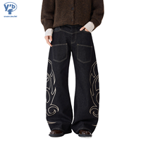 YUANBOFEI Jeans de haute qualité, échantillon sur mesure disponible, jeans vintage à jambes larges, impression contrastée, pour les sorties décontractées, pour hommes