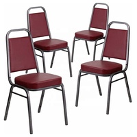 Chaises de banquet empilables et durables d'occasion, tissu bordeaux à pois, pieds en métal, pour salon, appartement, entrée, atelier, parc