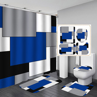 Ensemble de salle de bain de style américain Tapis hydrofuge Rideau de douche géométrique abstrait moderne