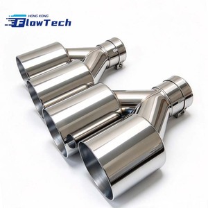 Punta de escape FlowTech SS304 en forma de Y con cuatro salidas de 2.5-3.5 pulgadas para modificación universal de automóviles – Borde soldado de doble capa - Product Image 3