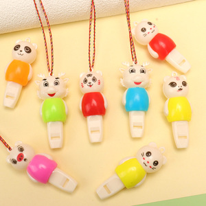 Sifflets lumineux en forme d'animaux de dessin animé avec cordon pour enfants, jouets pour fête d'anniversaire, cadeaux pour la maternelle, couleurs mélangées, en plastique - Product Image 4