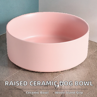 Gamelle surélevée de luxe en porcelaine de style moderne pour animaux de compagnie, gamelle en céramique étanche à motif uni pour chats et chiens, vente en gros