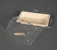 HeePACK Canne à sucre Bagasse Papier Sushi Plateaux Compostable Récipient pour aliments froids Multi Tailles Plateau biodégradable avec couvercle en PET