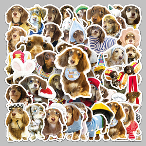 50pcs gros chien autocollants personnalisés mignon animal de compagnie tout coupé personnalisé exquis <span class=keywords><strong>teckel</strong></span> INS Style autocollants - Product Image 1