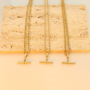 Women's Stainless Steel T-Shaped Pendant Necklace Geometric Chain Jewelry Gift Fashion Necklaces - Product Image 2