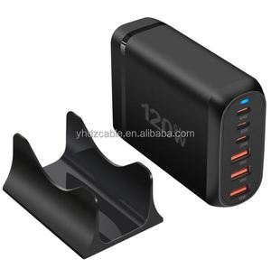 65W Smart PD USB C Wall Charger Station 6 Ports 120W 5V/3A 15W Mobile Desktop Stand EU <b>Plug</b> Compatible 3A3C Laptop <b>Adapter</b> - Product Image 5