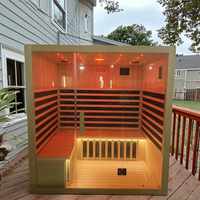 Produit phare : Cabine de hammam électrique infrarouge lointain à vapeur humide, design classique moderne et personnalisé, pour 5-6 personnes, 1,8*1,9*1,5m, en cèdre du Canada, pour appartement