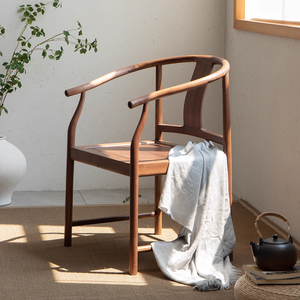 Ghế gỗ óc chó Bắc Mỹ kiểu hiện đại Trung Hoa, bền chắc, chất liệu gỗ nguyên khối, dùng làm ghế nghỉ ngơi cho phòng ngủ, căn hộ, phòng khách - Product Image 2