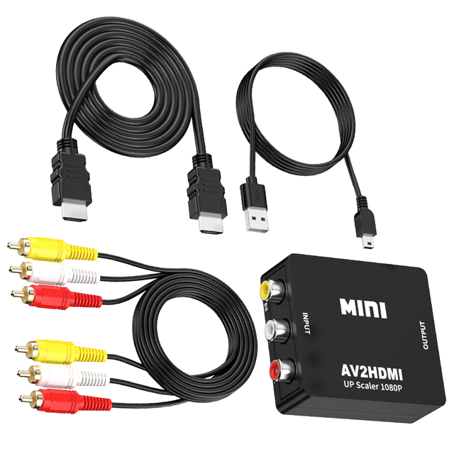 Packing Set Mini AV to HDTV Media Converter 1080p Video Adapter with RCA Cable HDTV Cable