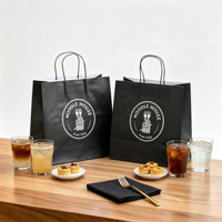 Sac en papier kraft biodégradable personnalisé avec logo imprimé pour la livraison de pâtes et salades à emporter