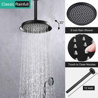 Système de douche vintage Homekicen à 1 poignée, pommeau de pluie de 9 po pour plafond, douchette murale de 6 po, ensemble robinet avec déviateur 4 voies en laiton