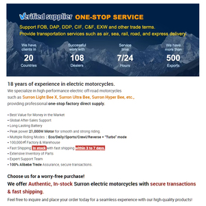 มอเตอร์ไซค์ Surron Ultra รุ่นปี 2025 ของแท้ ปี 2026 กำลังไฟ 21000 วัตต์ จักรยานไฟฟ้าวิบาก Sur-ron สีดำ ultra - Product Image 2