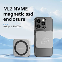 Enclosure NVMe M.2 Magnetik, Kipas Pendingin & PD 100W, USB-C 10Gbps, SSD 2230/2242 hingga 2TB, Dukungan Multi-OS, Aluminium.