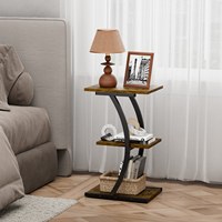 Table d'appoint en bois avec structure métallique robuste, plateau épaissi de 0,8 pouce, montage facile, table de chevet pour chambre à coucher, salon ou coin.