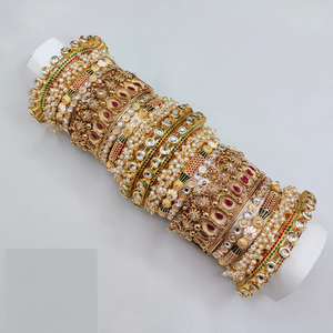 Premium Designer Kundan Pearl & Meenakari Openable <b>Bangles</b> <b>Set</b> Bridal and Festive Jewelry Collection - Product Image 2