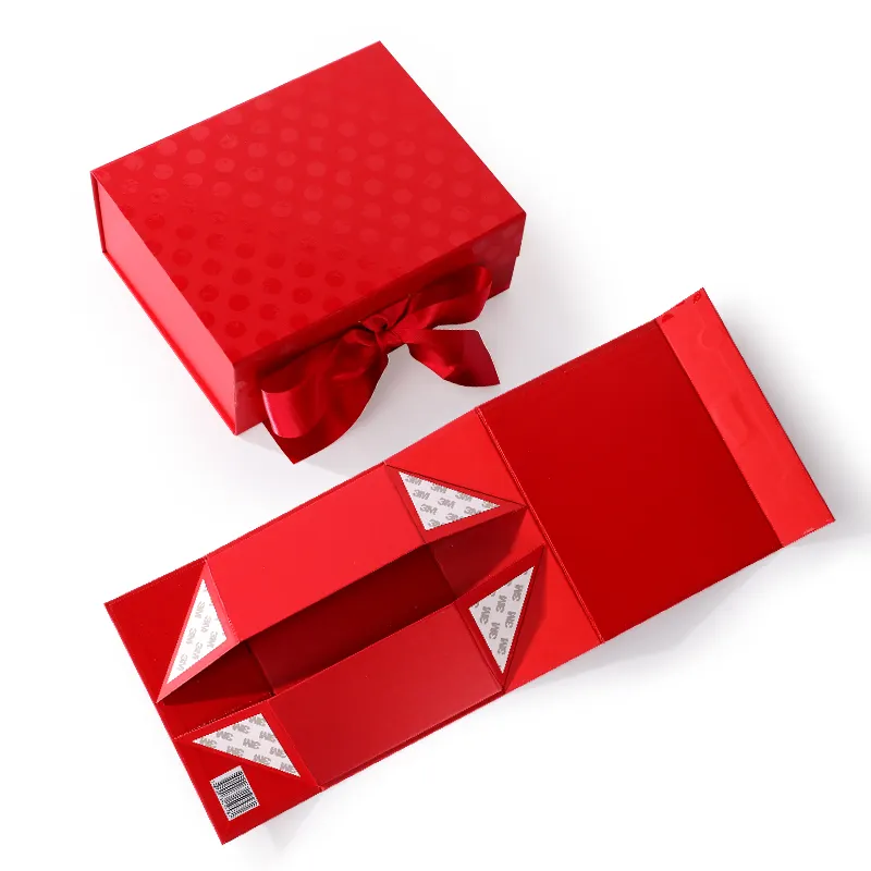 マグネット折りたたみ式リボン付きギフトボックスは、記念品のメモリーボックスやプレゼンテーションギフトのハンパーボックスに最適です