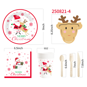 ชุดอุปกรณ์ตกแต่งงานเลี้ยงคริสต์มาส DAMAI จานกระดาษลายซานตาคลอสและกวางเรนเดียร์ ผ้าเช็ดปาก ชุดอุปกรณ์บนโต๊ะอาหารลายโนมคริสต์มาส - Product Image 4