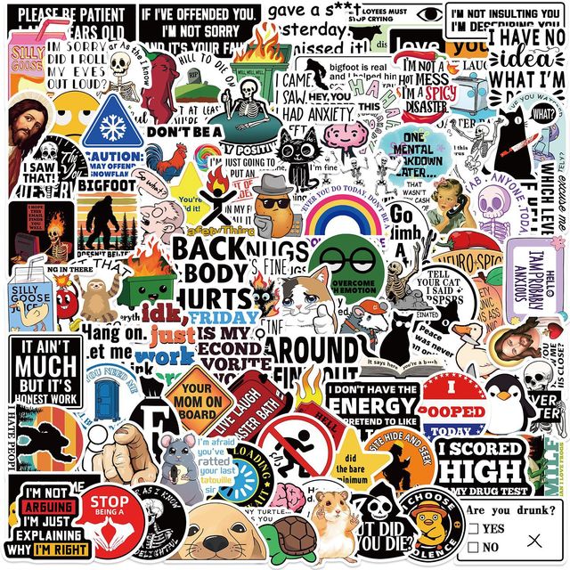 Wholesale 100 PVC Sticker Prank Meme Waterproof Cross-Border DIY Decorative Stickers for Guitar Notebook Luggage