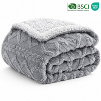 Couverture Jacquard Sherpa en tricot torsadé 3D, unie/fleurie/à motifs de dessins animés, douce, moelleuse, chaude, ignifuge, pour toutes les saisons, pour canapé et lit