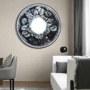 Factory Custom Large Size UV Glass Print Blue Pupil Eyeball Design Resin Center Piece Decor Abstract Round Wall Art