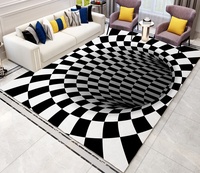 Tapis rond rectangulaire à illusion optique trou noir écologique, best-seller, Halloween, tapis de sol 3D pour salon, en vente