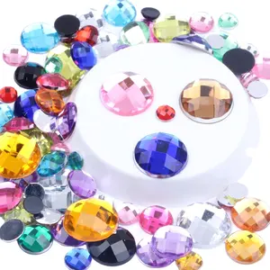 Hot Sale 6-16mm Mix Size Acrylic Rhinestones Round Earth Facets Flatback Beads DIY Phone Cases Nails Art Supplieses Acrylic Gem