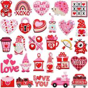 Iron on Embroidery pink Valentine Day love Heart Coffee Bear <b>Balloon</b> Wedding Patch for Girls - Product Image 3