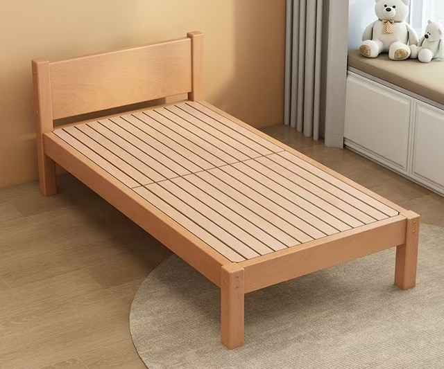 Solid Wood Single Bed with Widened Frame