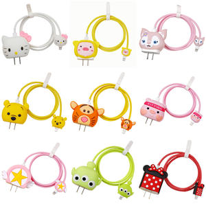 <span class=keywords><strong>2</strong></span> in 1 4 in 1 für Iphone 18w 20w Aufladen 3d Cute Cartoon Silikon Kabels chutz Kopf Fall Abdeckung Ladegerät Kabels chutz - Product Image 2