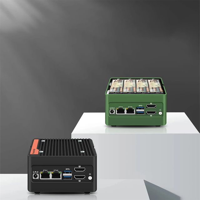 X86-P5-4M Industrial Pocket NAS Mini PC Computer Core 3-N355 I3 N305 N150 N100 4xM.2 NVMe Board 2xi226-V 2.5G Router DDR5