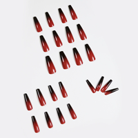 Faux ongles rouges élégants et simples à presser, effet haut de gamme, courts, en forme d'amande, à motifs floraux pour les doigts, vente en gros