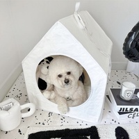Koreanisches Einfarbiges Universelles Stoff-Haustierbett für Alle Jahreszeiten, Schlafzelt für Katzen & Hunde, Abnehmbar, Waschbar, Halb-Geschlossen