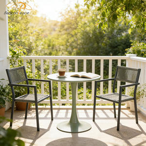 Ensemble de meubles de restaurant extérieur toutes saisons, <span class=keywords><strong>table</strong></span> ronde et chaises en rotin, ensemble de salle à manger de jardin en aluminium - Product Image 5