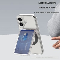 Support de téléphone magnétique en PC avec béquille intégrée, design transparent, glissière verticale, support magnétique puissant