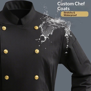 <span class=keywords><strong>Veste</strong></span> <span class=keywords><strong>de</strong></span> chef exécutif unisexe en polyester 100% à manches longues, imperméable, élastique, à chevrons, en spandex, pour hôtel étoilé - Product Image 2