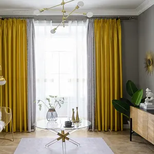 yellow and grey color Nordic Splice Blackout Curtain