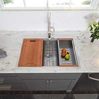 Évier de cuisine professionnel 33 x 22 pouces en acier inoxydable SUS 304, fait main, à montage supérieur, provenant de Thaïlande