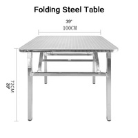 Table de restauration pliable carrée moderne en acier inoxydable de 100 cm pour l'extérieur et l'intérieur, idéale pour les restaurants, les maisons et les cantines