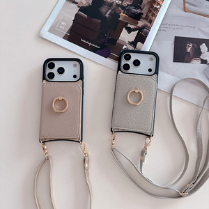 Convient pour <span class=keywords><strong>iPhone</strong></span> 17 ProMax Plug-in Phone Case, <span class=keywords><strong>iPhone</strong></span> 17 Fish Tail Crossbody Shoulder Strap, Ring protection PU Leather case - Product Image 4
