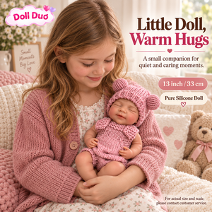Muñeca de Silicona Reborn Personalizada de 13 Pulgadas, Muñeca Bebé Dormida con Sonrisa, Gorro de Oso Rosa, Regalo de Navidad Personalizado para Niños - Product Image 3