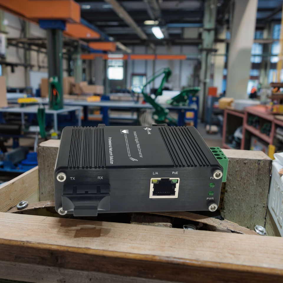E-link Mini Industrial 100BASE-FX to 10/100BASE-T 30W PoE+ Media Converter LNK-IMC1100P-20