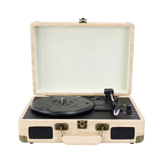 Wholesale Portable Gramophone Vinyl Record Player Auto Stop Turntable Player With Earphone Jack