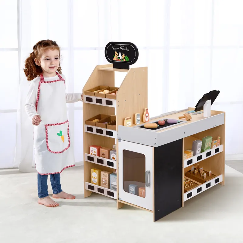 Pretend play toys include supermarket stores cash registers vending machines convenience stores dolls and household games