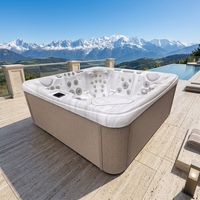 VIRLUX Spa extérieur moderne compact en acrylique avec 70 jets de hydromassage pour petite villa ou jardin, spa autoportant