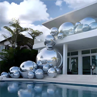 Boule de miroir argentée gonflable grosses boules brillantes ballon de fête disco géant décor d'événement de noël réfléchissant PVC grande sphère de miroir