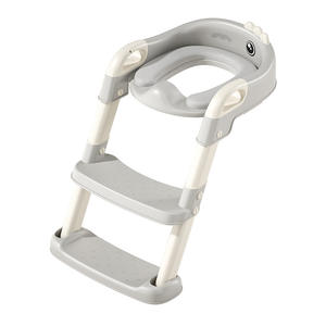 Escalier de toilette dinosaure avec marchepied et siège pour l'apprentissage de la propreté des enfants, en PP, couleur grise - Product Image 1