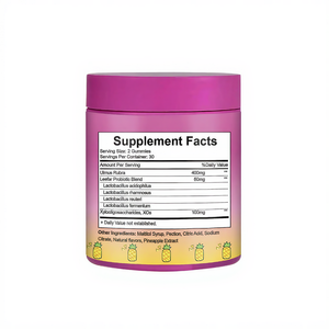 Gummies Probiotiques OEM pour Femmes à l'Orme Rouge, Vitamines, 60 Unités, Santé Vaginale, Équilibre du pH, Saveur Ananas - Product Image 2