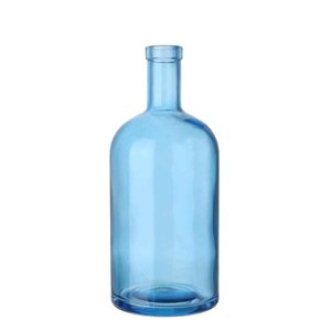 <span class=keywords><strong>Botella</strong></span> de Vidrio Redonda Pintada de <span class=keywords><strong>Azul</strong></span> Personalizada al por Mayor para Vodka, 1000ml/750ml/500ml/375ml, Vidrio Transparente Super Flint con Tapa de Corcho - Product Image 1