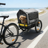 Remorque de vélo 2-en-1 pour chien et chat avec roues à suspension amortissantes, tissu Oxford 600D, chariot pliable pour animaux de compagnie
